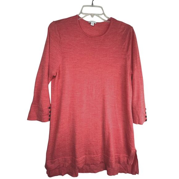 J. Jill Sweaters - J. Jill Merino Wool 3/4 sleeve tunic sweater in coral, size L, EUC